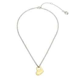 Two-tone Puffy Heart Pendant Necklace