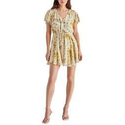 Womens Kirsty Flutter-Sleeve Mini Dress