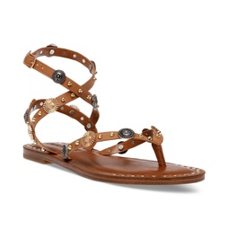 Womens Recent Ankle-Wrap Studded Flat Sandals