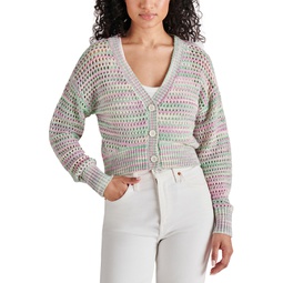 Womens Lucas Open-Knit Cardigan Sweater