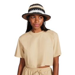 Womens Mixed-Stripe Crochet Bucket Hat