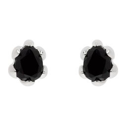 Silver Micro Onyx Stud Earrings 241068M144005