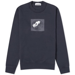 Stone Island Institutional One Badge Print Crew Sweat Navy