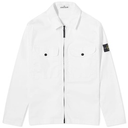 Stone Island Stretch Cotton Double Pocket Shirt Jacket White
