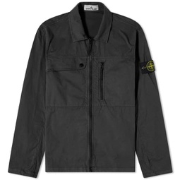 Stone Island Supima Cotton Twill Stretch-TC Zip Shirt Jacket Black