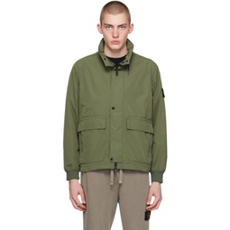 Green Stand Collar Jacket 241828M180073