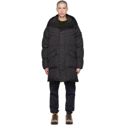 Black Garment-Dyed Crinkle Reps NY Down Jacket 222828M178036