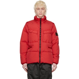 Red Garment-Dyed Down Jacket 222828M178000
