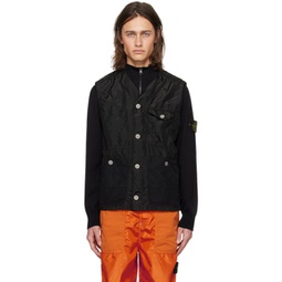 Black Garment-Dyed Vest 241828M185003