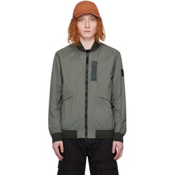 Green Garment-Dyed Bomber Jacket 241828M175001