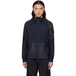 Navy Paneled Jacket 241828M180093