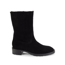Taina Chill Shearling Trim Suede Mid Calf Boots