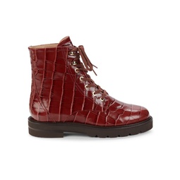 Mila Croc-Embossed Leather Boots