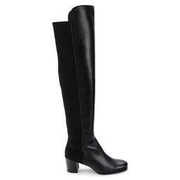 City Leather Block Heel Over The Knee Boots