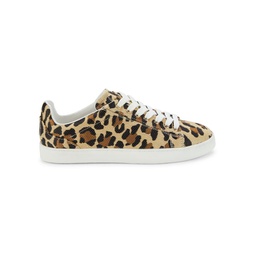 Livvy Leopard-Print Raffia Sneakers