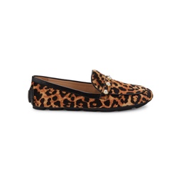 Leopard-Print Calf Hair Driving Loafers