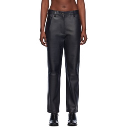 Black Opie Leather Pants 241608F084000