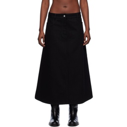 Black A-Line Denim Maxi Skirt 241608F093002