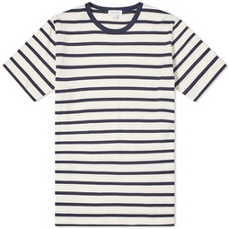 Sunspel Breton Stripe T-Shirt Ecru & Navy Stripe