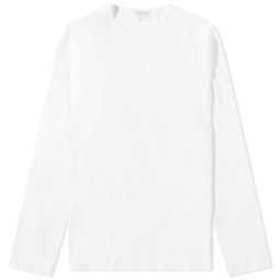 Sunspel Long Sleeve Crew Neck T-Shirt White