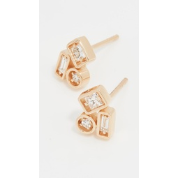 18k Yellow Gold Inlay Collection Stud Earrings