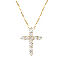 golden sterling silver cubic zirconia cross pendant