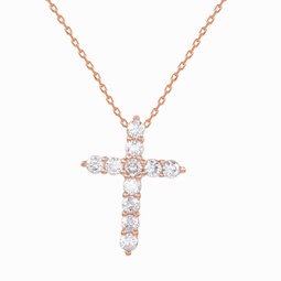 rose sterling silver white cubic zirconia cross pendant