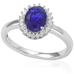sterling silver created blue sapphire ring