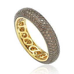 golden sterling silver cubic zirconia brown eternity ring