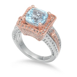 two-tone sterling silver 7.02 tcw blue topaz ring