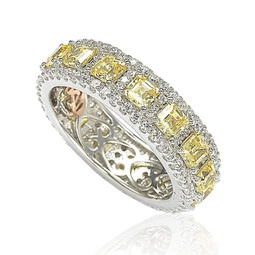 sterling silver cubic zirconia yellow and white modern eternity band