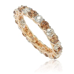 brown & white cubic zirconia in rose sterling silver eternity band