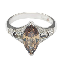 sterling silver brown cubic zirconia marquise ring