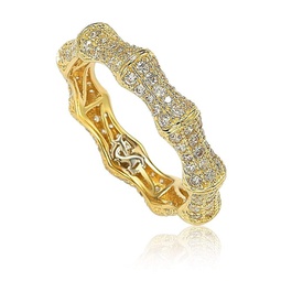 golden sterling silver cubic zirconia bamboo band - yellow