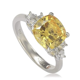 sterling silver yellow cubic zirconia engagement ring