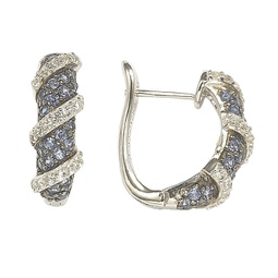 sapphire and diamond accent in sterling silver petite wrap around earrings