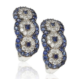 sapphire and diamond in sterling silver earrings