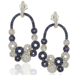 sterling silver and 18k gold sapphire and diamond multi-circle earrings