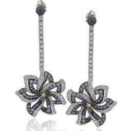 sapphire and diamond accent in sterling silver earrings
