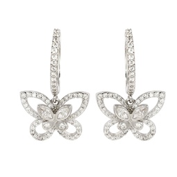 sterling silver cubic zirconia butterfly dangle earrings