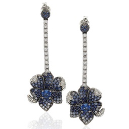 sapphire and diamond in sterling silver earring