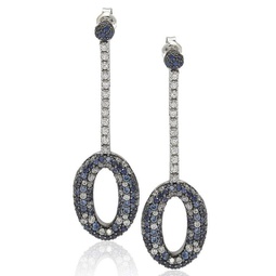 sterling silver 4 2/3ct tgw sapphire and diamond accent pave earrings