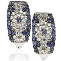 sterling silver and 18k gold 1 1/2ct tgw sapphire and diamond accent abstract earrings