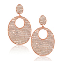 rose sterling silver cubic zirconia pave oval earrings