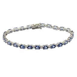 sterling silver oval-cut blue sapphire tennis bracelet