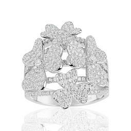 sterling silver cubic zirconia multi flower ring
