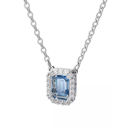 Millenia Swarovski Crystal Blue Octagon-Cut Rhodium-Plated Pendant Necklace