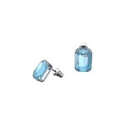 Millenia Swarovski Crystal Blue Octagon-Cut Rhodium-Plated Earrings