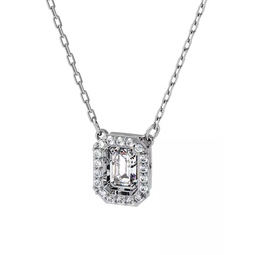 Millenia Swarovski Crystal White Octagon-Cut Rhodium-Plated Pendant Necklace