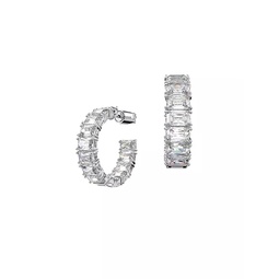 Millenia Swarovski Crystal Octagon-Cut Rhodium-Plated Hoop Earrings